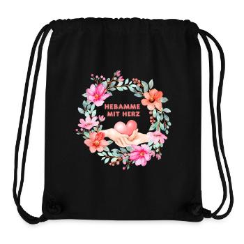 Hebamme mit Herz Blumenkranz - Stanley/Stella recycelter Gym Bag - Schwarz - Vorne