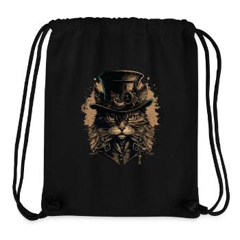 Steampunk Katze - Stanley/Stella recycelter Gym Bag - Schwarz - Vorne