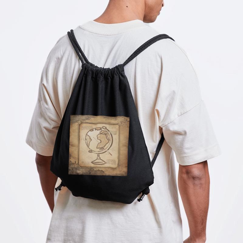 Geography - Globe & Pointer / Vintage Art Stanley/Stella Recycled Gym Bag