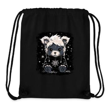 Ours en peluche Emo mignon - Sac à cordon recyclé Stanley/Stella - noir - Devant