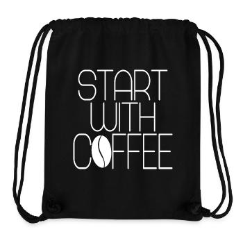 Start with coffee, white and coffee bean - Stanley/Stella Recycled Gym Bag - black - Front
