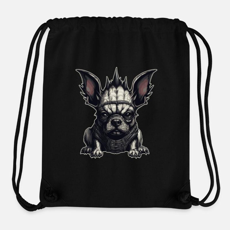 Bouledogue français gothique - Sac à cordon recyclé Stanley/Stella - noir