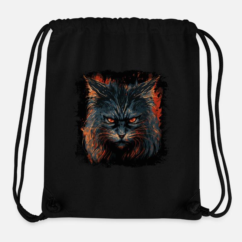 Le chat est de mauvaise humeur - Sac à cordon recyclé Stanley/Stella - noir