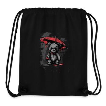 Ours en peluche mignon avec parapluie - Sac à cordon recyclé Stanley/Stella - noir - Devant