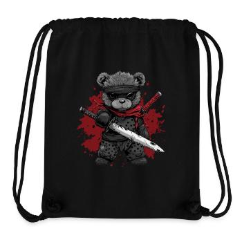Ours en peluche ninja - Sac à cordon recyclé Stanley/Stella - noir - Devant