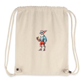 Cool Holiday Reindeer with Beer - Stanley/Stella Recycled Gym Bag - natural - Front
