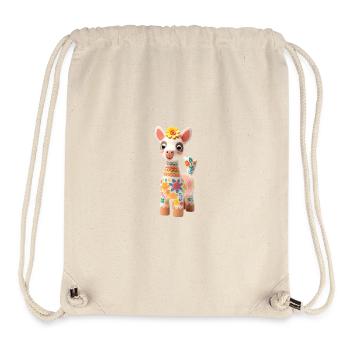 Süßes Lama mit Blümchen Deko - Stanley/Stella recycelter Gym Bag - Naturweiß - Vorne