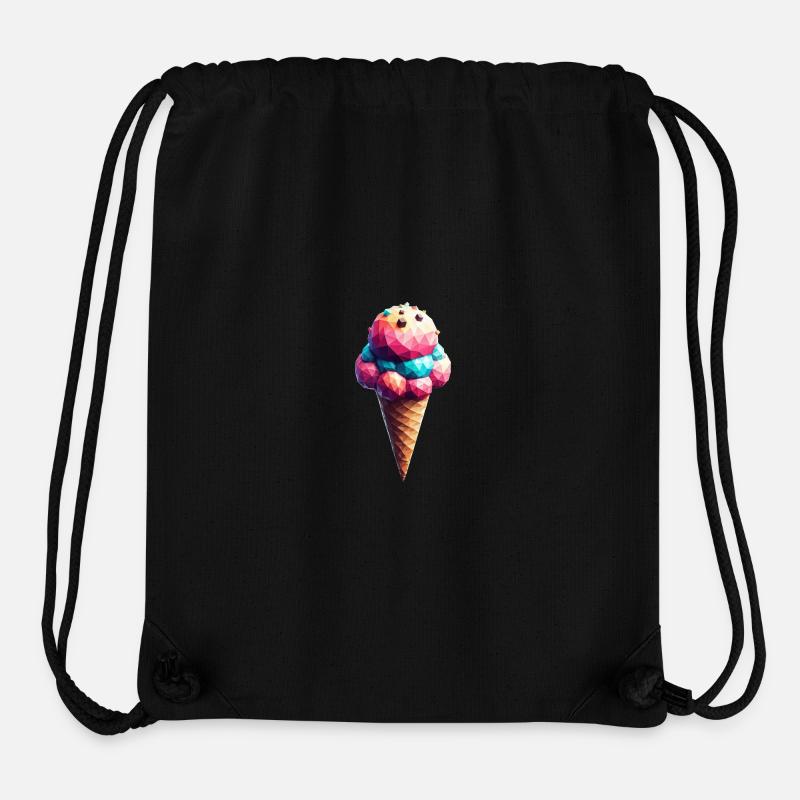 Un délicieux cornet de crème glacée de style polygone - Sac à cordon recyclé Stanley/Stella - noir