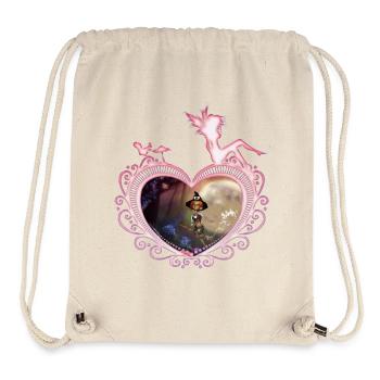 Mignonne petite sorcière volant avec un balai - Sac à cordon recyclé Stanley/Stella - blanc naturel - Devant