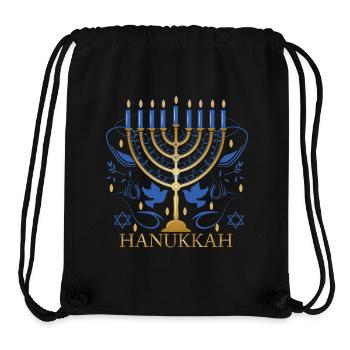 gold-colored Hanukkah candlestick with two doves - Stanley/Stella Recycled Gym Bag - black - Front