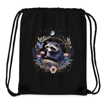 Kleiner Waschbär, Mond, Blumen, Sterne, Tiere, - Stanley/Stella recycelter Gym Bag - Schwarz - Vorne