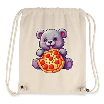 Teddy aime la pizza - Sac à cordon recyclé Stanley/Stella - blanc naturel - Devant