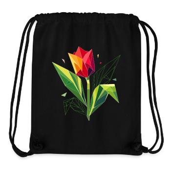 Tulipe géométrique – l’élégance dans les polygones - Sac à cordon recyclé Stanley/Stella - noir - Devant