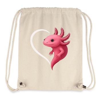 Cute Axolotl with Heart - Stanley/Stella Recycled Gym Bag - natural - Front