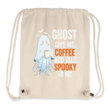 Spooky Ghost with Coffee Illustration - Stanley/Stella Recycled Gym Bag - natural - Front