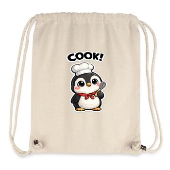 Motif du chef pingouin de cuisine - Sac à cordon recyclé Stanley/Stella - blanc naturel - Devant
