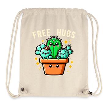 Câlins gratuits Amis cactus Câlins gratuits Drôles - Sac à cordon recyclé Stanley/Stella - blanc naturel - Devant