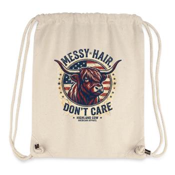 Messy Hair Highland Cow Americana - Stanley/Stella recycelter Gym Bag - Naturweiß - Vorne