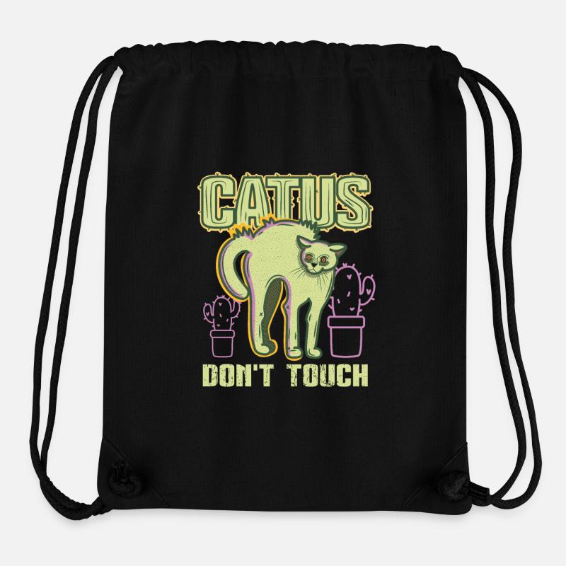 Chat cactus - Sac à cordon recyclé Stanley/Stella - noir