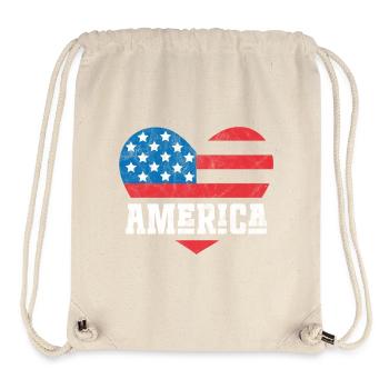 Amerika Flagge Herz - Stanley/Stella recycelter Gym Bag - Naturweiß - Vorne