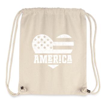 Amerika Flagge Herz Weiß - Stanley/Stella recycelter Gym Bag - Naturweiß - Vorne