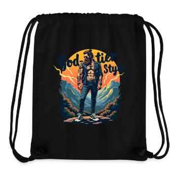 God Tier Style - Hipster Zeus - Stanley/Stella Recycled Gym Bag - black - Front