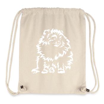 Spitz nain « Édition Noire » - Sac à cordon recyclé Stanley/Stella - blanc naturel - Devant