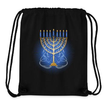 beautiful gold-colored Hanukkah candlestick with doves - Stanley/Stella Recycled Gym Bag - black - Front
