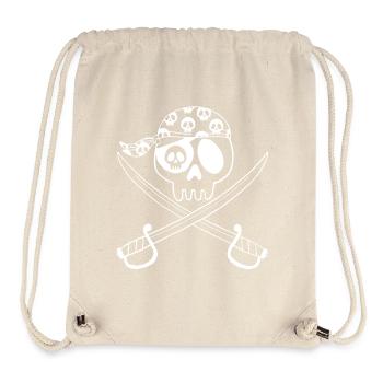 Tête de mort pirate (blanc) - Sac à cordon recyclé Stanley/Stella - blanc naturel - Devant