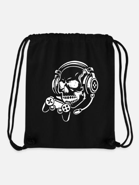 Skull with Gaming Headset Design - Stanley/Stella Recycled Gym Bag - black