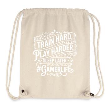 Gamer Life Motto: Train Hard Play Harder - Stanley/Stella recycelter Gym Bag - Naturweiß - Vorne