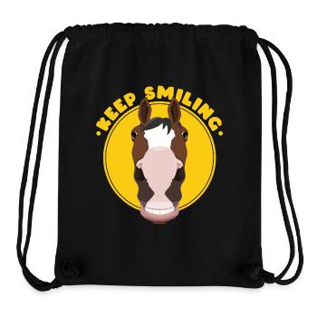 Lächelndes Pferdeporträt in gelbem Kreis - Stanley/Stella recycelter Gym Bag - Schwarz - Vorne