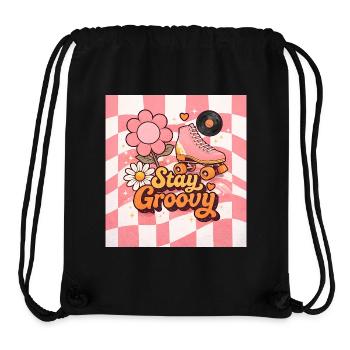 Rosa Retro-Rollschuhe - Stanley/Stella recycelter Gym Bag - Schwarz - Vorne