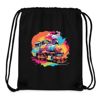 Small Toy Locomotive Colorful Locomotive - Stanley/Stella Recycled Gym Bag - black - Front