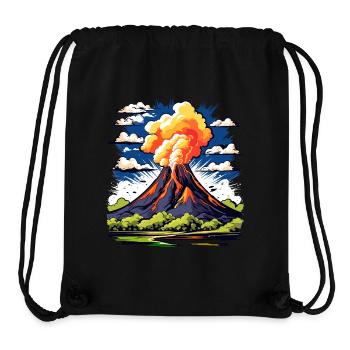 active volcano with ash cloud and lava flows - Stanley/Stella Recycled Gym Bag - black - Front