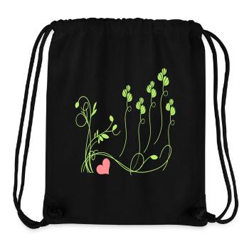 Vrilles de fleurs avec cœur - Sac à cordon recyclé Stanley/Stella - noir - Devant