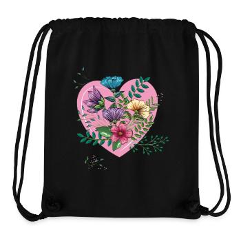 Heart with flowers, thank you - Stanley/Stella Recycled Gym Bag - black - Front