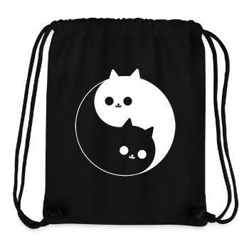 Yin et Yang mignons avec des chats - Sac à cordon recyclé Stanley/Stella - noir - Devant