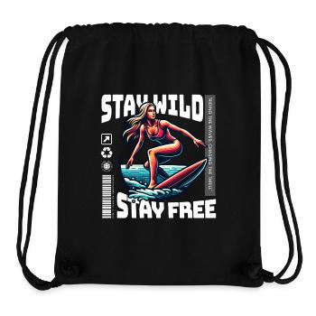 Stay Wild Stay Free Surfing Girl - Stanley/Stella Recycled Gym Bag - black - Front