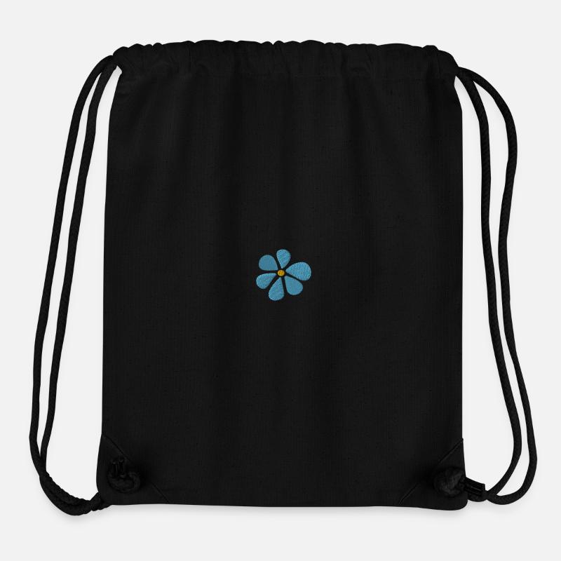 Marguerite brodée - Sac à cordon recyclé Stanley/Stella - noir