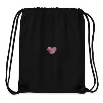 Maman Coeur Rose Brodé - Sac à cordon recyclé Stanley/Stella - noir - Devant