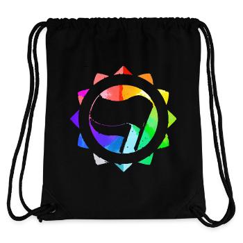 RAINBOW COLORFUL ANTI-FASCIST - Stanley/Stella Recycled Gym Bag - black - Back