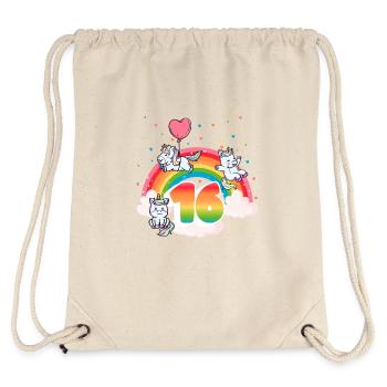 16th Birthday Rainbow Unicorn Theme - Stanley/Stella Recycled Gym Bag - natural - Back