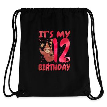 12th Birthday Cute Sloth Party Hut Themed - Stanley/Stella Recycled Gym Bag - black - Back