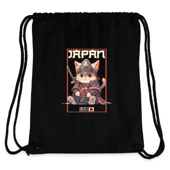 Asien Katze Japanischer Samurais Samurai - Stanley/Stella recycelter Gym Bag - Schwarz - Hinten