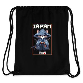 Asien Katze Japanischer Samurais Samurai - Stanley/Stella recycelter Gym Bag - Schwarz - Hinten