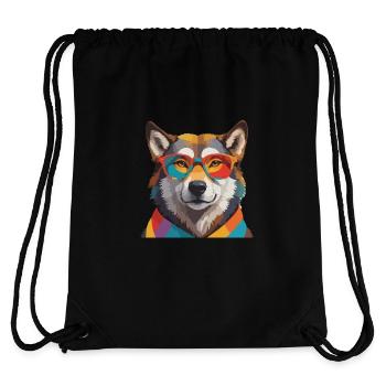 Wolf Cool mit Brille Bunt - Stanley/Stella recycelter Gym Bag - Schwarz - Hinten