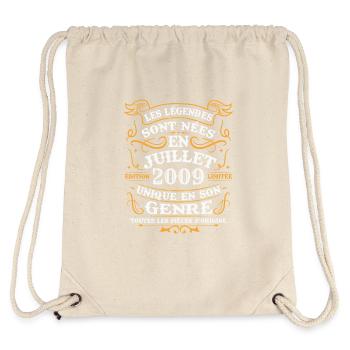 Vintage Juillet 2009, Rétro cadeau anniversaire - Sac à cordon recyclé Stanley/Stella - blanc naturel - Dos