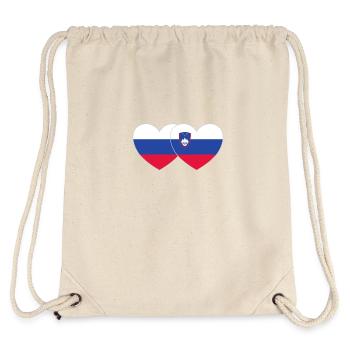 Russia Slovenia Flag Heart - Stanley/Stella Recycled Gym Bag - natural - Back
