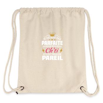Pas parfaite mais je suis ch'ti - Sac à cordon recyclé Stanley/Stella - blanc naturel - Dos